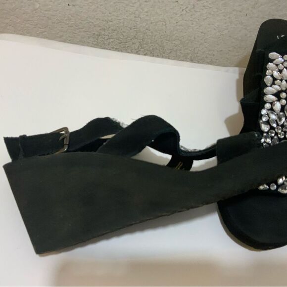 Grazie Embelished Platform Black Sandals 11 - Picture 3 of 12